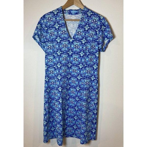 J.McLaughlin Dress Sheath Catalina Cloth Blue Green Size Large L - Picture 1 of 4